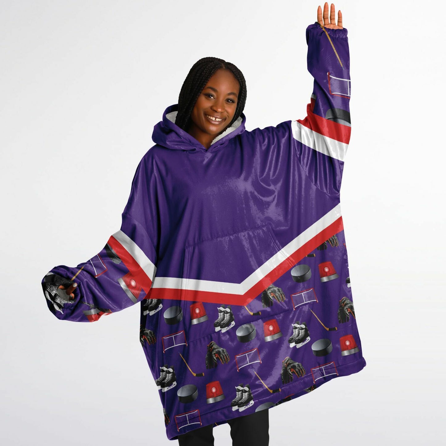 Personalized Hockey Oversized Hoodie (Purple) - Athlete’s # + HAS FLOW FOR DAYS