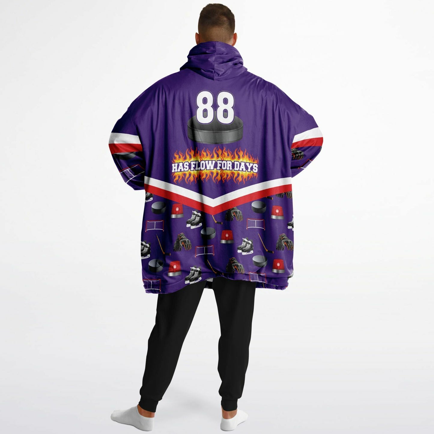 Personalized Hockey Oversized Hoodie (Purple) - Athlete’s # + HAS FLOW FOR DAYS